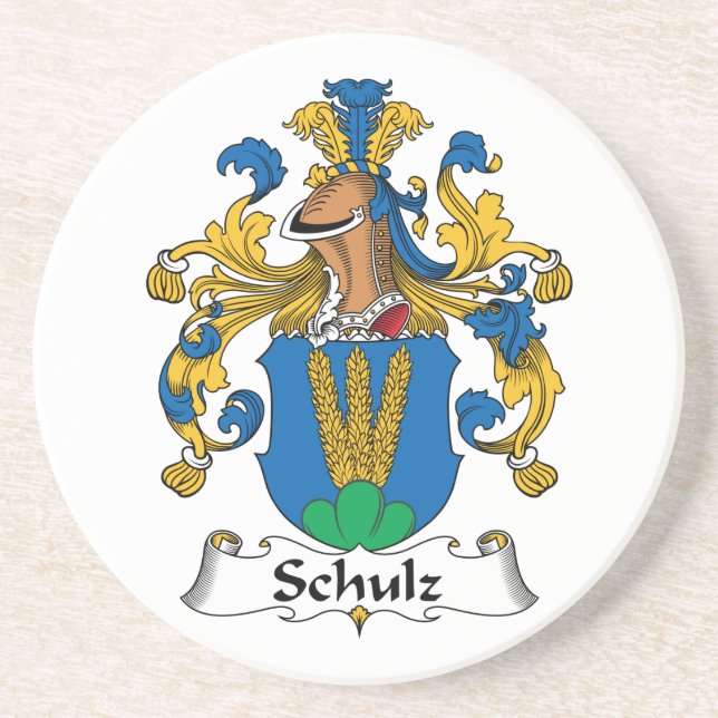 Schulz Familienwappen Sandstein Untersetzer (Vorne)
