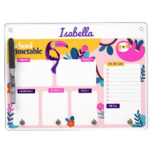 Schulzeitplan Sloth Parrot Dry Erase Board
