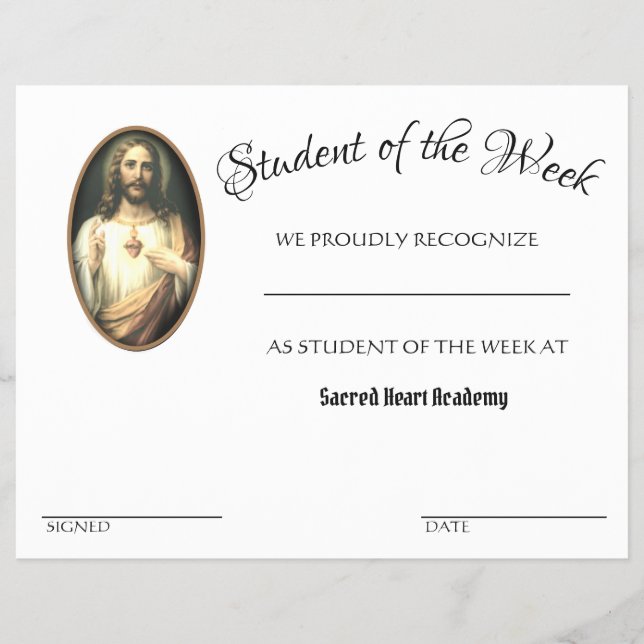 Schulzeugnis für katholische Leistung Flyer (Vorne)