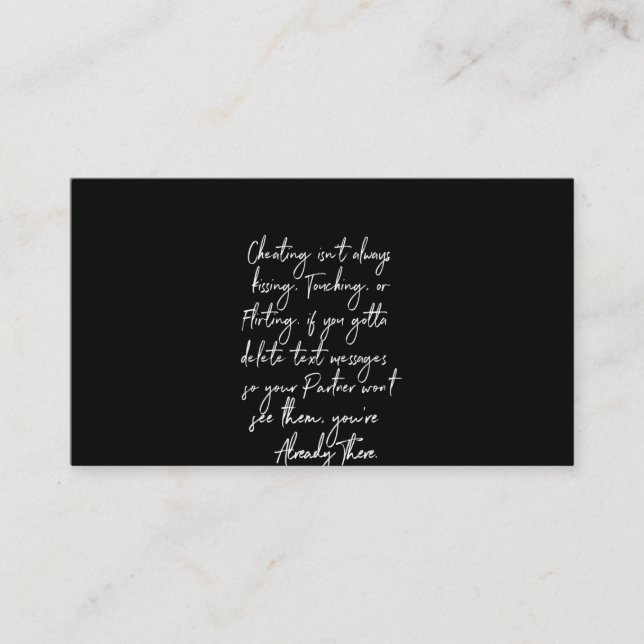 Schummeln ist nicht immer rührend oder flirtend visitenkarte (Vorderseite)