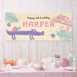 Schuppen und Schwänze Girl's Reptile Geburtstag Banner
