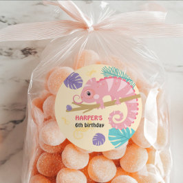 Schuppen und Schwänze Girl's Reptile Geburtstag Runder Aufkleber