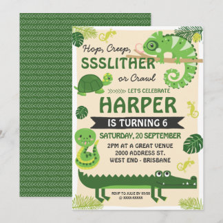Schuppen und Schwänze Reptile Geburtstagseinladung Einladung