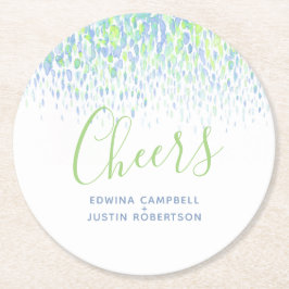 Schurken Blau-grüne moderne Kunst Aquarellabstrich Runder Pappuntersetzer