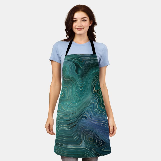 Schürze aus grünem und blauem Marmor (Getragen)