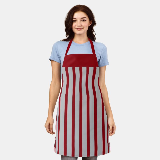 Schürze Cafe Crimson und Gray Stripe (Getragen)