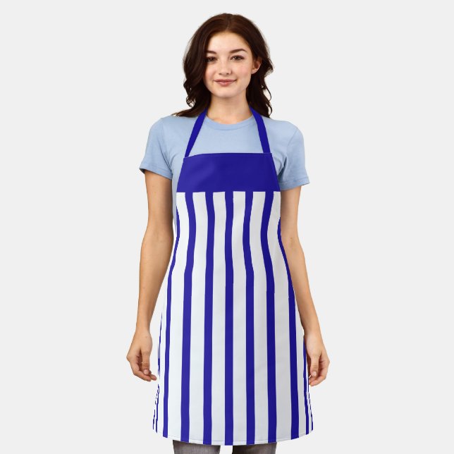 Schürze Café Royal Blue und White Stripe (Getragen)