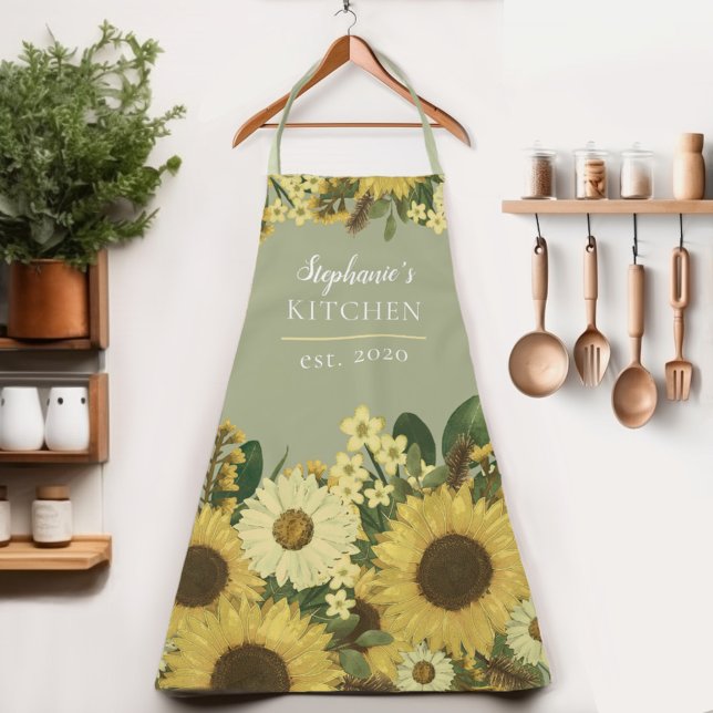 Schürze der Blütenblume (Indulge in the elegant sunflower charm of our Womens apron.  Cook in style and let your name shine!)