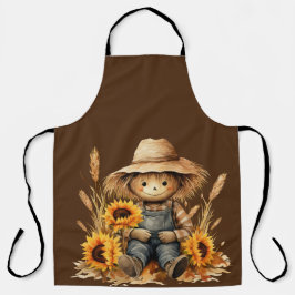 Schürze Fall Scarecrow und Sonnenblumen