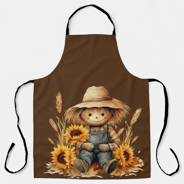 Schürze Fall Scarecrow und Sonnenblumen (Vorderseite)