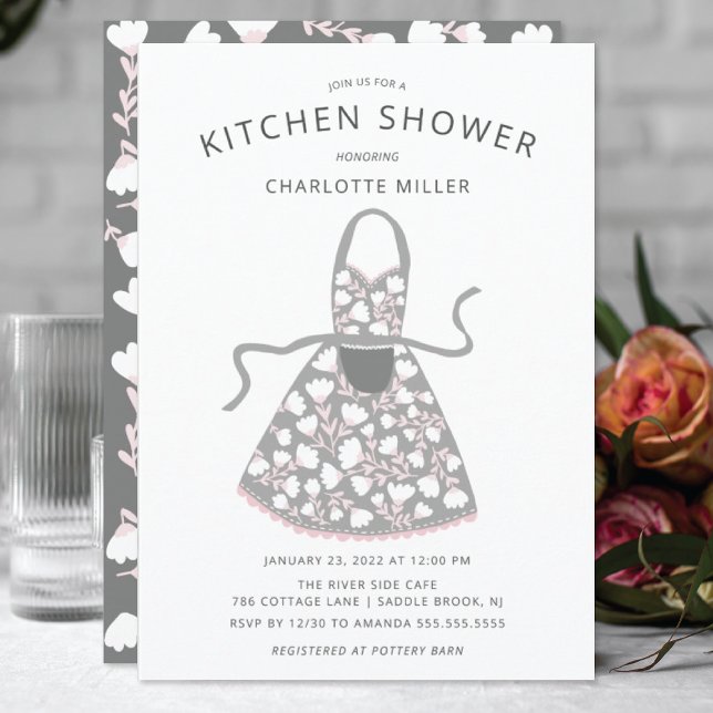 Schürze Floral Küche Bridal Dusche Einladung (Von Creator hochgeladen)