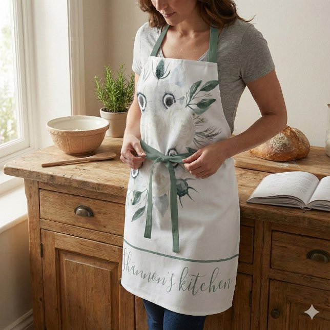 Schürze für Aquarellfarben-Überdrucken (This beautiful watercolor floral personalized apron would make a great bridal shower gift! )