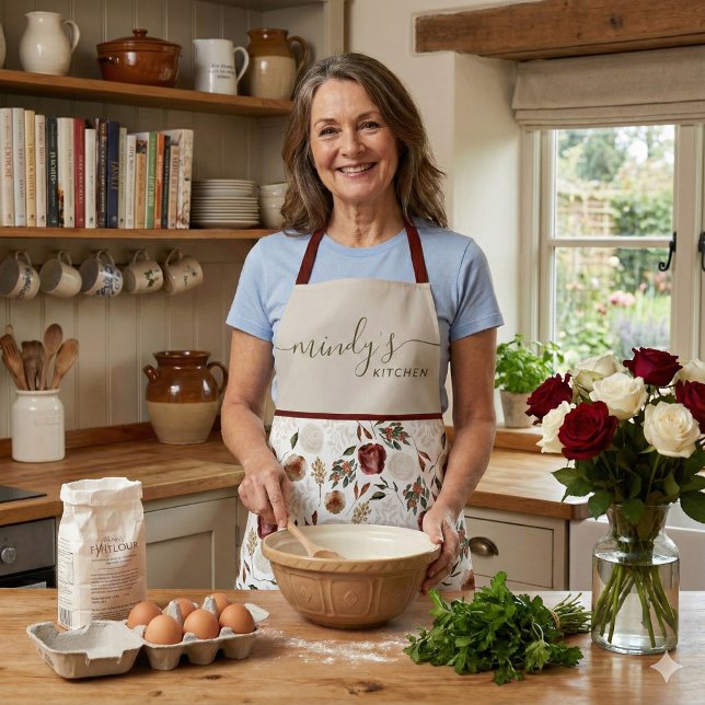 Schürze für Aquarellfarben-Überdrucken (This beautiful watercolor floral personalized apron would make a great mother's day or birthday gift)