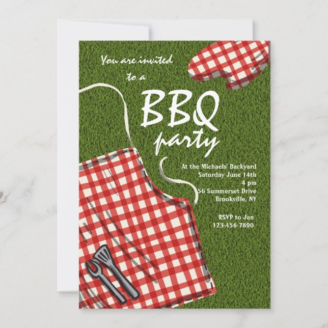 Schürze für eine GRILLEN Einladung (Vorderseite)