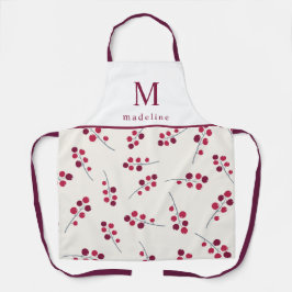Schürze für festes Rotes Berries Monogramm-Mehrfac