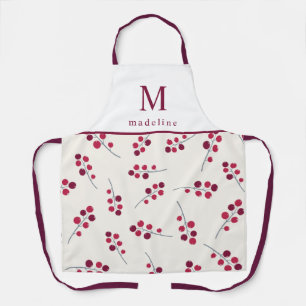 Schürze für festes Rotes Berries Monogramm-Mehrfac