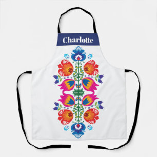 Schürze in rosa und orangefarbener Folklore