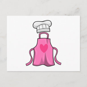 Schürze kochen und Kochmütze mit Herz Postkarte