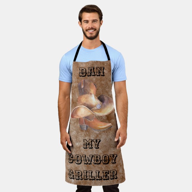 Schürze Large Cowboy's Boot & Hat auf Paint Grille (Getragen)