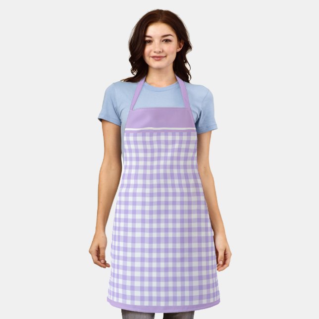 Schürze Lavender Gingham Karo (Getragen)