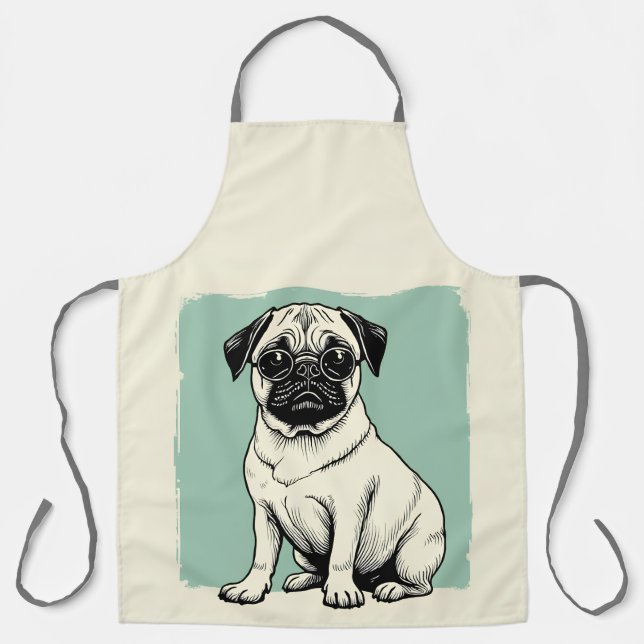 Schürze mit Mops (Vorderseite)