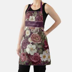 Schürze mit Vintager Rose/Name oder anderer Text