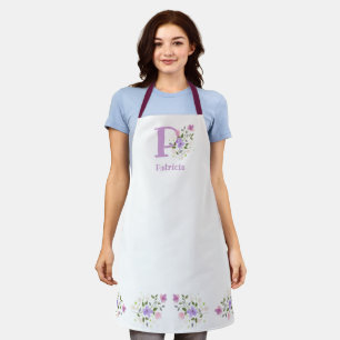 Schürze mit Wearer's Initial & Name mit Blume