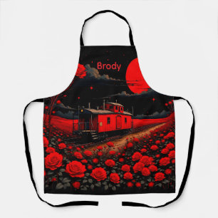 Schürze mit Zug-Boxcar und Rosen