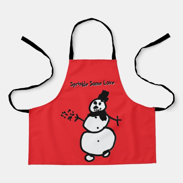 Schürze Snowman (rot) (Vorderseite)