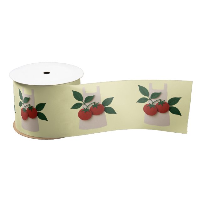 Schürze und Tomaten, Geschenk Ribbon — Feinschmeck Satinband (Spule)