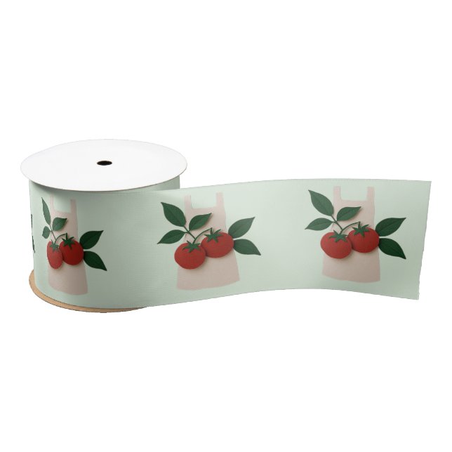 Schürze und Tomaten, Geschenk Ribbon — Feinschmeck Satinband (Spule)