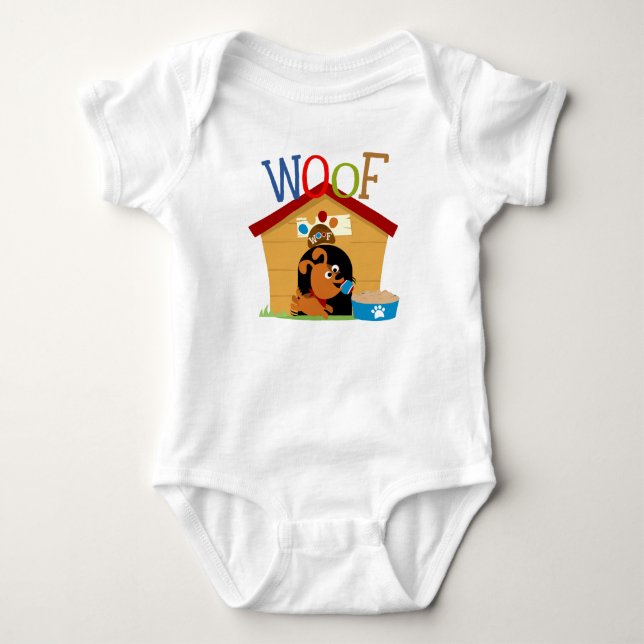 Schuss-Hund Baby Strampler (Vorderseite)