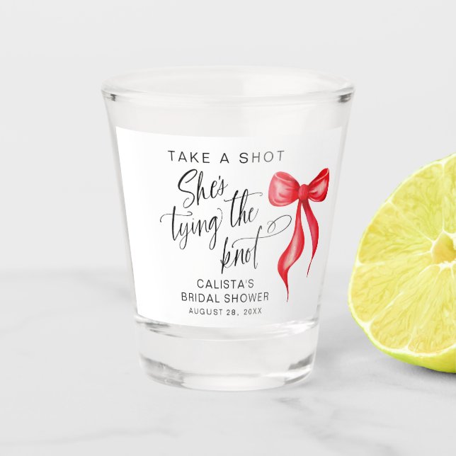Schuss, sie bindet das Brautparty des Knotens Schnapsglas (Vorderseite)
