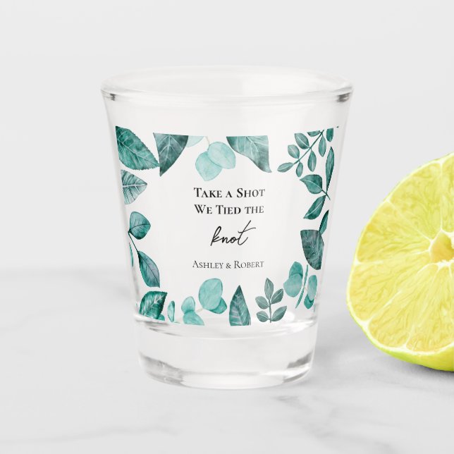 Schuss Wir tiedten die Aquamarine Grünanlage der K Schnapsglas (Vorderseite)