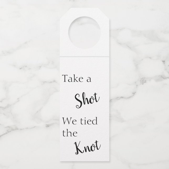 Schuss, wir tippen den Bonbon Wedding Drink Gefall Flaschenanhänger (Vorderseite)