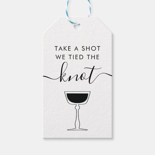 Schuss, wir tippen den Knot Wedding Cocktail Geschenkanhänger (Vorderseite)