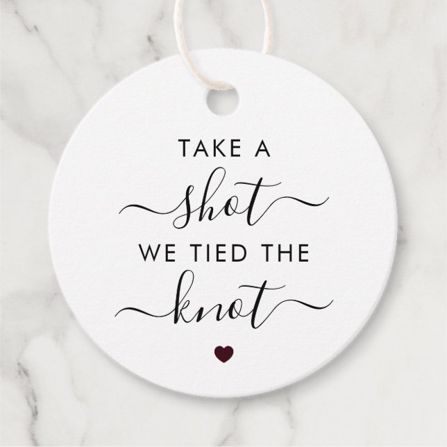 Schuss, wir tippen die Knotehe. Geschenkanhänger (Vorderseite)