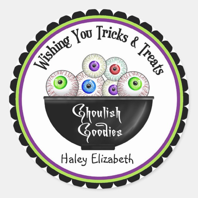 Schüssel Eyeballs Halloween Leckerei Stickers (Vorderseite)