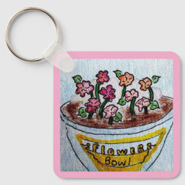 Schüssel mit Blume hellrosa Schlüsselanhänger