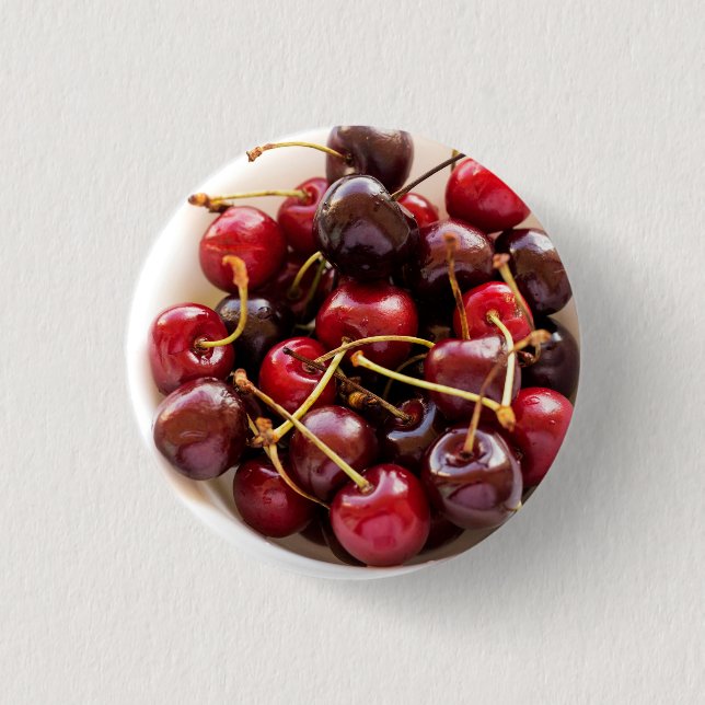 Schüssel mit Kirschen Button (Vorderseite)