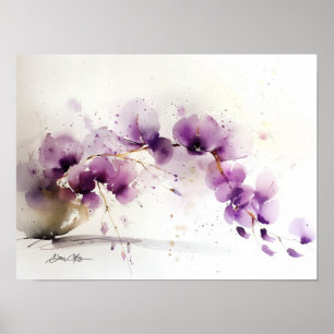 Schüssel mit schönen violetten Blumen Poster