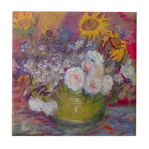 Schüssel mit Sonnenblumen und Rose von Vincent van Fliese