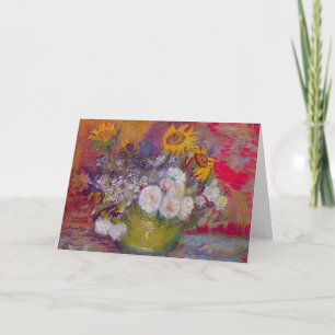 Schüssel mit Sonnenblumen und Rose von Vincent van Karte