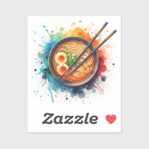 Schüssel Ramen Noodles, Ei und Chopsticks Aufkleber