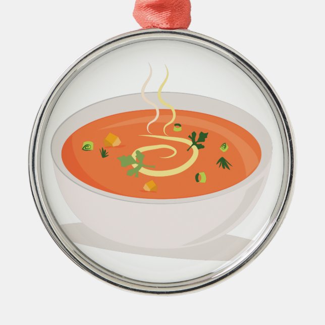 Schüssel Suppe Silbernes Ornament (Vorne)