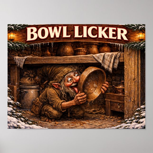 Schüssellecker isländischer Yule-Lad Poster (Vorne)