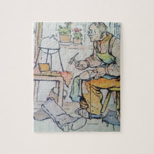 Schusterschuhreparaturgeschäfts-Antiken-Aquarell Puzzle