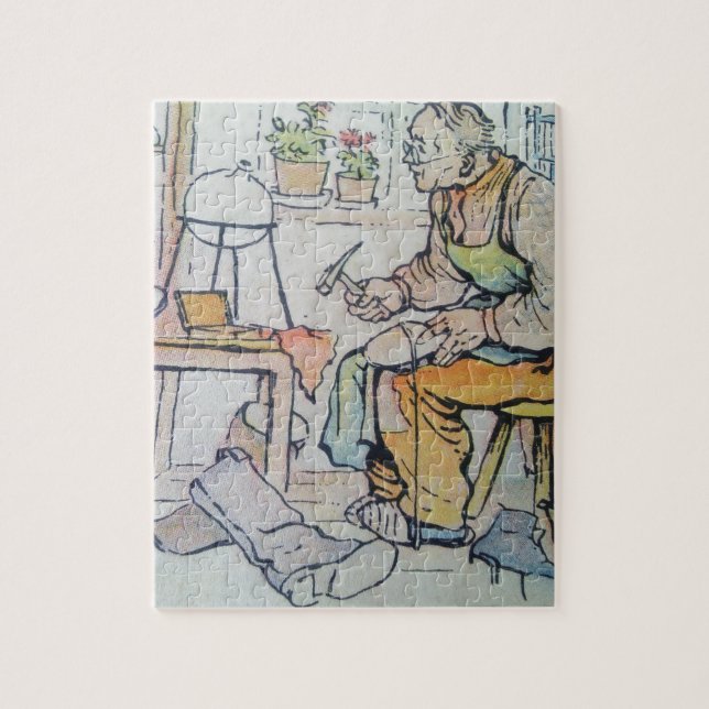 Schusterschuhreparaturgeschäfts-Antiken-Aquarell Puzzle (Vertikal)