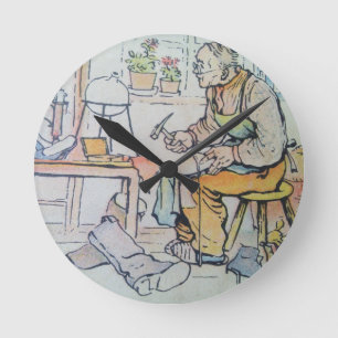 Schusterschuhreparaturgeschäfts-Antiken-Aquarell Runde Wanduhr
