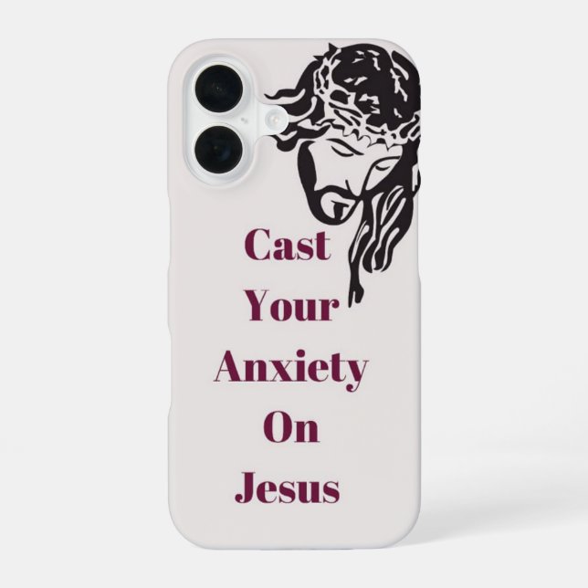 "Schütte deine Angst auf Jesus" IPhone 16 Telefong iPhone 16 Hülle (Rückseite)